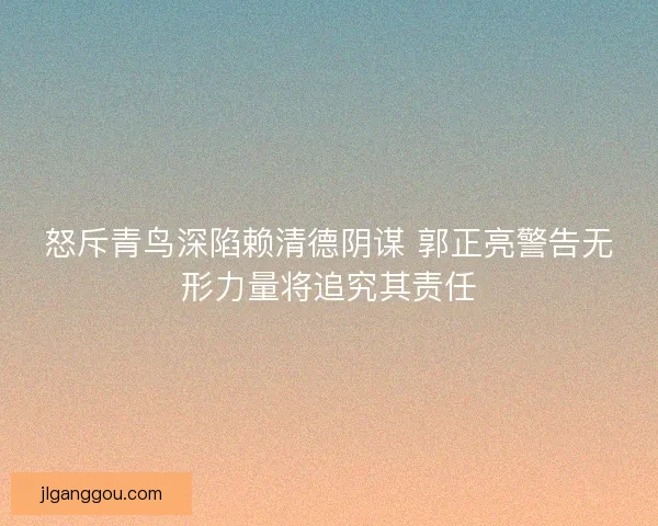 怒斥青鸟深陷赖清德阴谋 郭正亮警告无形力量将追究其责任
